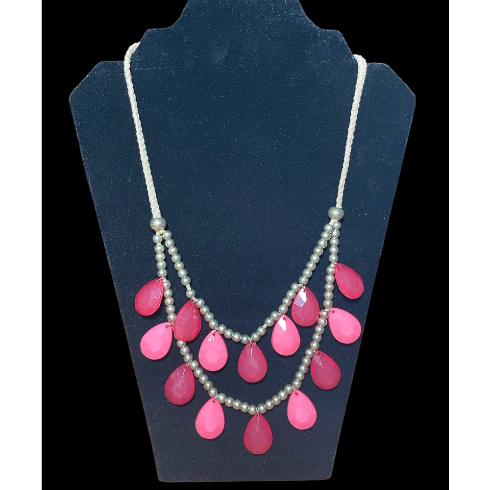 PINK And Gold tone Beaded Necklace